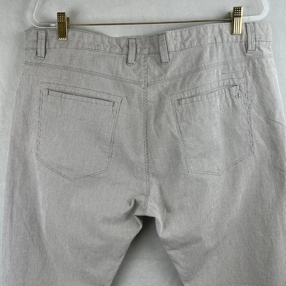 Calvin Klein Mens Grey White Micro Stripe Straight Leg Cotton Pants 38x30 Preppy